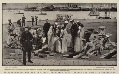 Verstärkungen für den Fernen Osten, Vorbereitung von Marineeinheiten für China in Portsmouth